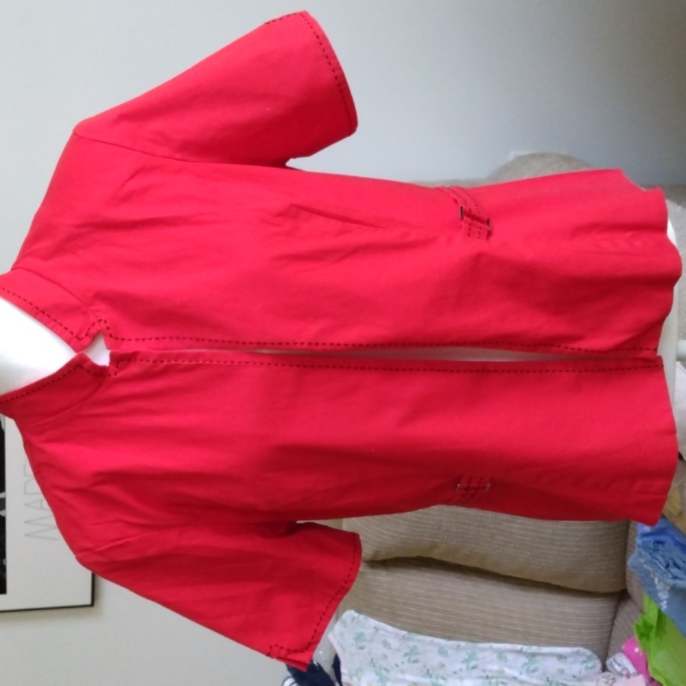 R&K Originals Red size 10 Princess Seamed Open Lightweight Jacket EUC